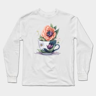 Flower in a Tea Cup Long Sleeve T-Shirt